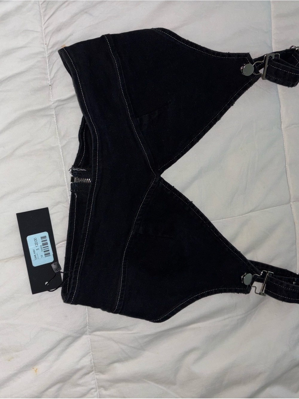 Carmar Black Cropped Denim Overall Top